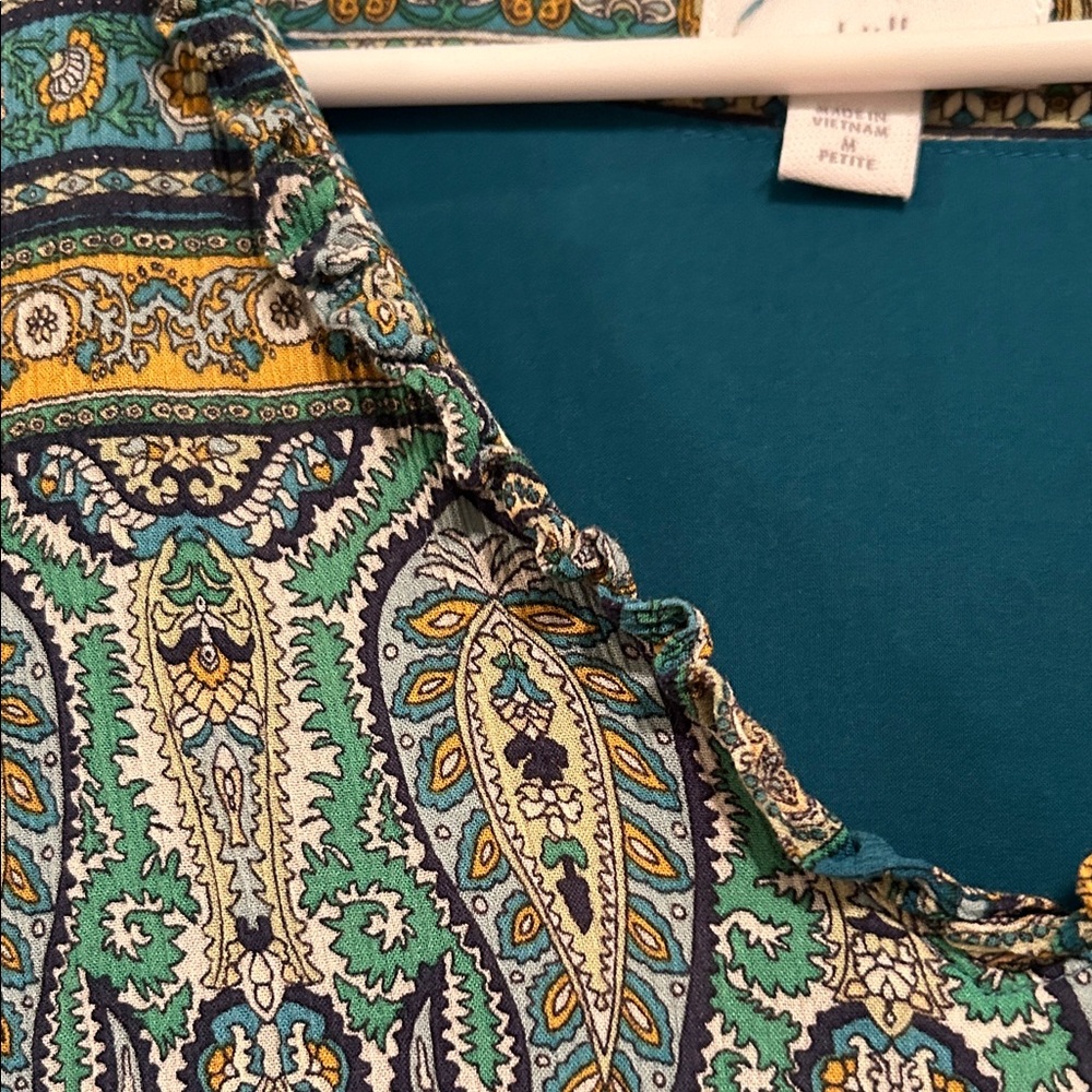 J. Jill voyager Teal Patterned Maxi Dress size medium petite - Picture 6 of 13
